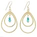 Open Gold Vermeil Teardrop Dangle Earrings with Apatite and Turquoise Gemstone Beads, #7831