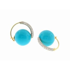 Turquoise Orbit Earrings in Yellow Gold with Diamonds by Atelier Marisa