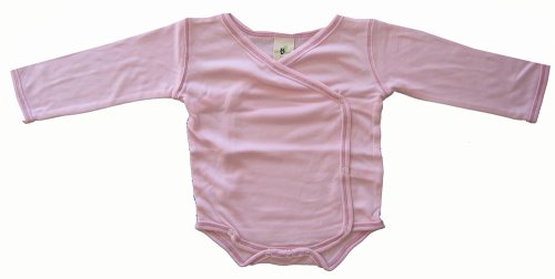 Baby Bambu Natural Long Sleeve Kimono Bodysuit Pink, 3 Months Baby Bambu Natural Long Sleeve Kimono Bodysuit Pink, 3 Months