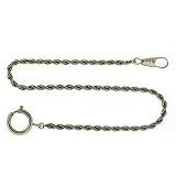 Watch Chain Fob with Rope Link Design Silver-Tone 14"