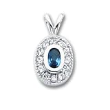 Rhodium-plated December Birthstone Oval CZ Necklace