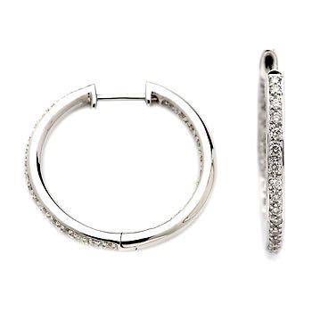 0.50 Ct. T.W. Diamond In/Out Hoop Earrings In 14kt White Gold