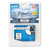 BROTHER INTL. CORP. TZ Standard Adhesive Laminated Labeling Tape, 3/8w, Black on White
