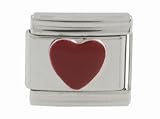 SilverBin Enamel Paint Red Heart Stainless Steel Italian Charm Link