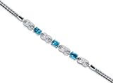 Luxurious 1.75 carats total weight Oval Cut London Blue Topaz & White CZ Gemstone Bracelet in Sterling Silver
