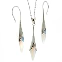 Silver Opal Crystal Design Necklace Earrings Jewelry Set in Gift Box Bucasi