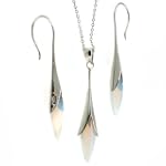 Silver Opal Crystal Design Necklace Earrings Jewelry Set in Gift Box Bucasi SALE