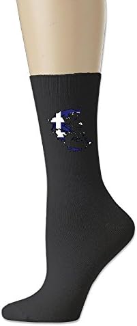 Greece Map Flag Crew Socks Black