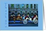 Thank you, Horse Drawn White Carriage on Cobblestone Card