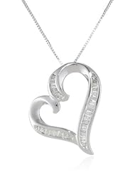 10k White Gold Diamond Heart Pendant Necklace 1/4 Cttw, 18"