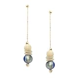 MILLE LUCCI: *BINGLE BANGLE MURANO SEA BLUE & GOLD VERMEIL EARRINGS*