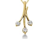 0.80CTW Diamond Three Stone Leaf Pendant in 18k Yellow Gold