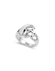 Sterling Silver Womans Star of David Moon Ring Polished Comfort Fit Band 15mm Size 8