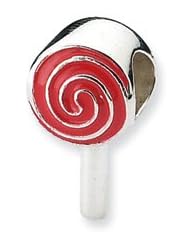 Sterling Silver & Enamel Reflection Beads Collection 2-sided Lollipop Charm 4mm Hole (fits 3mm European Style Charm Bracelets)