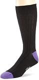 2(x)ist Men's Cable Knit Color Block Boot Socks , Black/Purple, 10-13