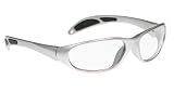 Glass Safety Glasses in Gray Unifit Nylon Frame, Wrap Around Design - Pink Lens