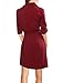 Allegra K Women's Roll Up Sleeves Multi-Pocket Safari Belted Collared Shirt Dress X-Large Burgundy