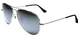 Ray Ban Sunglasses RB3025 Aviator Large Metal W3275 Silver/Crystal Grey Mirror, 55mm