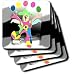 Kitchen & Housewares : Colorful Clown - Set Of 8 Ceramic Tile Coasters