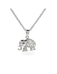 Sterling Silver and CZ Elephant Pendant