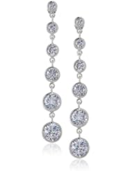 Sterling Silver Multi Round Cubic Zirconia Linear Drop Post Earrings