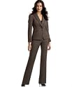 Tahari by ASL One-Button Brown Jacket & Pant Suit