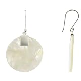 Les Poulettes Jewels - Sterling Silver Earring and Beige Mother of Pearl Circle