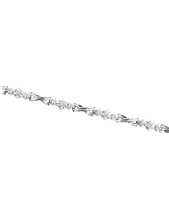10K White Gold 0.15cttw Alternating Magnificent Round Diamond Bracelet