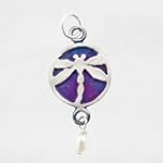 SAVE $15 - Dragonfly Patina Pendant with White Pearl Drop in Sterling Silver, #9109 $15.00