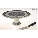 Review Jaf Gifts  / KENT POTTERY CAKE PLATE/SERVER - CIRCLES FOOTED CAKE PLATE WITH SERVER, KENT POTTERY COLLECTION