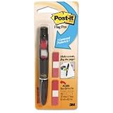 Post-it Flag Pen, Black and 3/8" Red Flags, 1/Pack MMM689PEN1