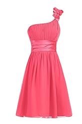 One Shoulder Cocktail Short Chiffon Bridesmaid Dress 