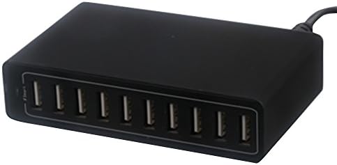 FranLyon 10-Port USB Charger Multi-Port USB Charger PowerPort for Samsung Galaxy S6 / S6 Edge and More - Retail Packaging-(Black)