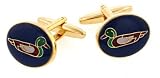 Enameled duck image cufflinks with presentation box.