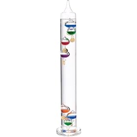 River City Clocks 17 Inch Liquid Galileo Thermometer with Ten Multi-Color Floats and Gold...