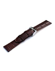 Brown Genuine Leather Crocodile Pattern 20L (Long) Watch Strap SS Clasp