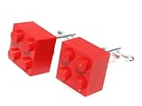 Men's Upcycled LEGO Brick Cufflinks Red Cuff Links Jewelry