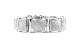 Men's Silver Square Cubic Zirconia Micro Pave Hip Hop Style Bracelet