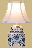 Unique Asian Design Lighting - 14" Blue & White Jar Oriental Style Fine Table Lamp