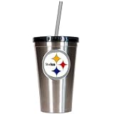 NFL Pittsburgh Steelers 16-Ounce Stainless Steel Insulated Tumbler with Straw