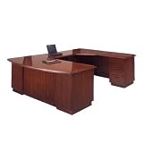 Cherry DMi Eclipse 110 in. Deep Right U-Shape Bow Front Wood Desk