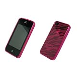 Hot Pink Zebra Cover Skin Poly Case for AT&T Apple iPhone 4 / 4th Generatio ....