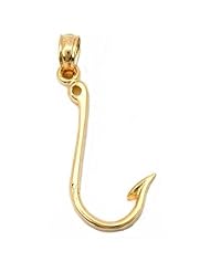 Fishing Hook Charm 14k Gold 22mm