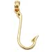 Fishing Hook Charm 14k Gold 22mm