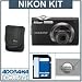 Nikon Coolpix S3000 Digital Camera Kit,- Black - with 4GB SD Memory Card, Camera Case, 2 Year Extended Service Coverage,