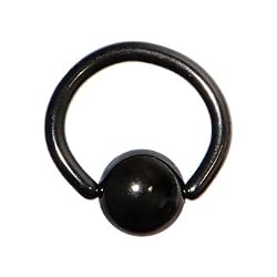 18 Gauge 1/4" Black Anodized Titanium Ball Captive Ring