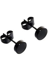 Black Stainless Steel Illusion Round Tunnel Plug Post Stud Earrings 5mm