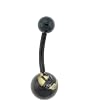 Genuine Ed Hardy Anodized Black Belly Ring - Panther Logo - 14 Gauge - 5mm & 8mm Balls - Sold Individually