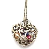 Bijou long collier, pendentif vintage art d�co, Coeur filigrane, fausses perles