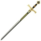 King Solomons Sword Medieval with Black Handle Grip and Plaque by China